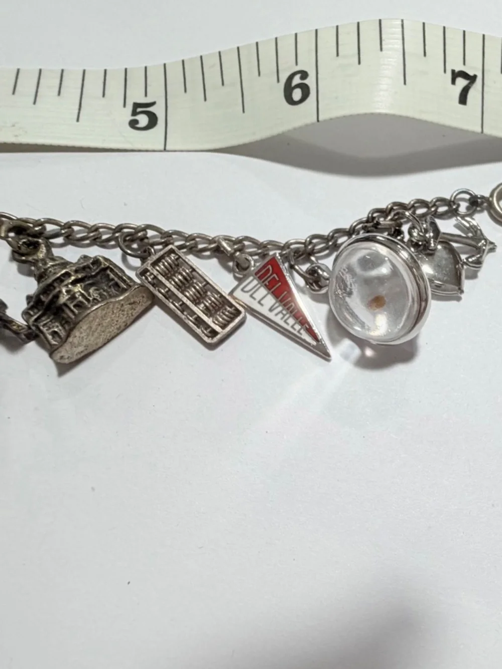 Vintage Silver-Tone Travel Charm Bracelet